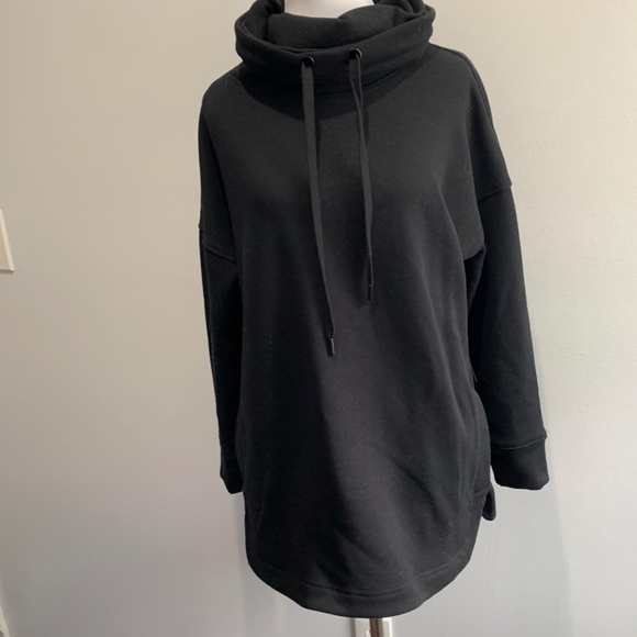 Mono B Pullover Sweatshirt Black  Women’s Med cowl neck drawstring fleece lined - Picture 3 of 16